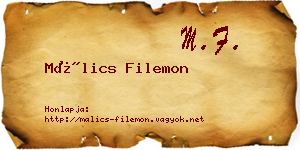 Málics Filemon névjegykártya